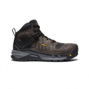 Buty Robocze Keen Kansas City+ Waterproof Mid (Carbon-Fiber Toe) Męskie Brązowe | QREFYJO-65