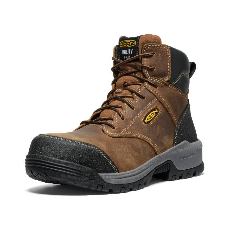 Buty Robocze Keen Evanston 6 ESD (Carbon-Fiber Toe) Męskie Brązowe | YLASEUT-80